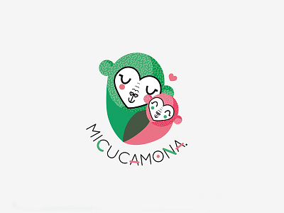 Micucamona logo ape baby child green kids logo logotype love monkey pink shop toddler