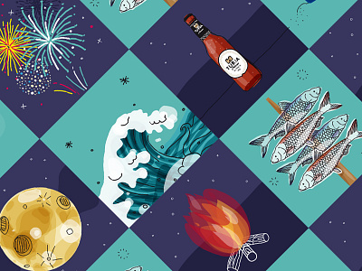 St. John's Night blue cerveza turia illustration illustrator night summer summer nights turia verano