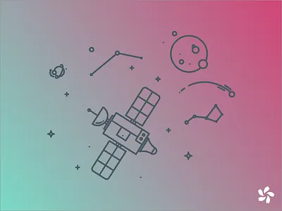 Space Illustration illustration moon outline planet rocket space stars