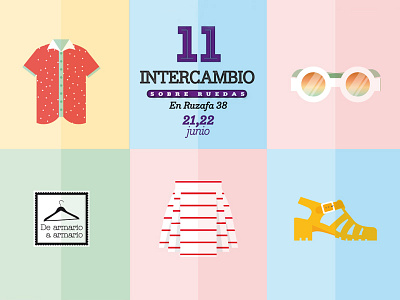 Exchange Clothes Poster clothes exchange fashion flat flat design illustration intercambio moda outfit pastel ropa valencia