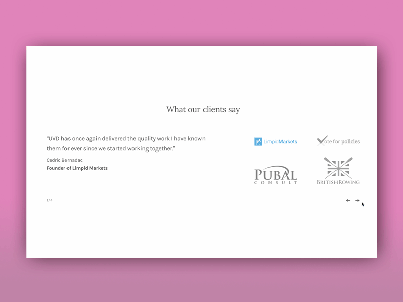 Client testimonials home page testimonials transitions ui