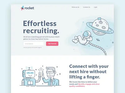 Rocket web illustrations modern recruitment rocket space website