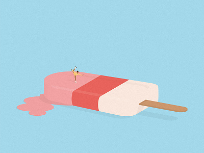 Ice skating 3d digital editorial flat ice ice cream illustration minimal popsicle skating summer vector