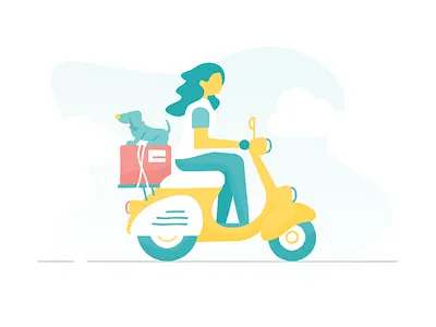 Delivery bike delivery dog girl scooter
