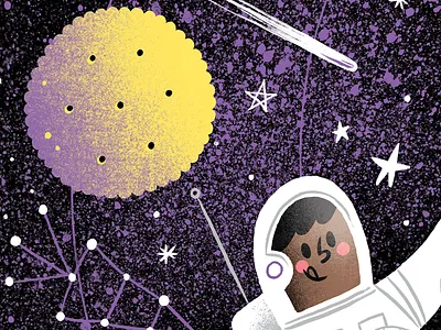 Lunch in Space astronaut cracker food illustration space stars textures