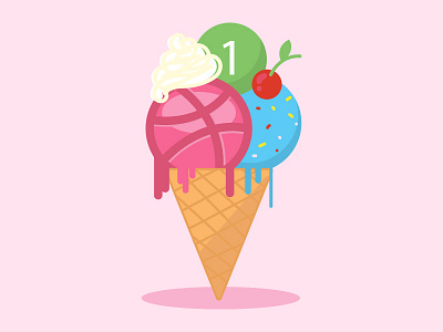 Dribbble Invite Giveaway cream design draft dribbble flat gide1artstydio giveaway ice illustration invite invites vector