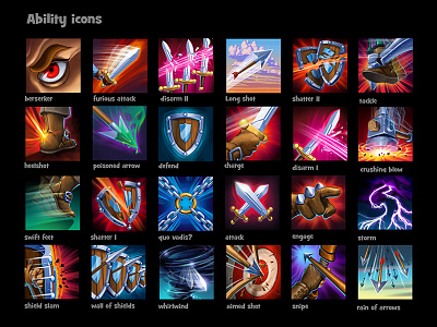 Abilityiconswarlords blackanvil concept conceptart game icons mobile strategy warlords
