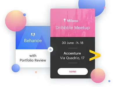Meetup Dribbble Milan behance bright card colors design dribbble invite meetup milan portfolio ui visual