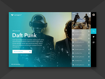 Vantage Tv app design music ui ux web website