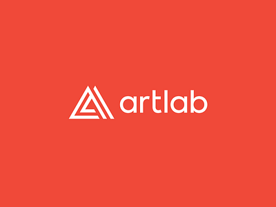 Logo for Artlab Digital Studio abstract clean message art for business clean monogram typography creative branding digital design studio agency flat bold design logo mark minimal symbol minimalist identity modern logotype red and white brand simple type lettering