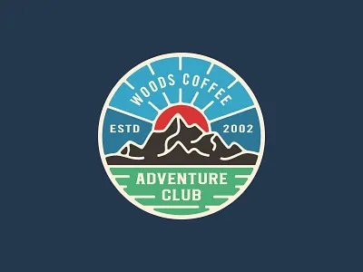 Adventure Club - Color adventure badge coffee hat patch hiking icon logo mountains patch sunrise