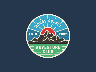 Adventure Club - Color adventure badge coffee hat patch hiking icon logo mountains patch sunrise