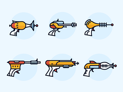 Ray Gun Set gun icon line raygun set space stars ui universe ux vector website