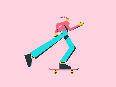 Skating character flat skateboard