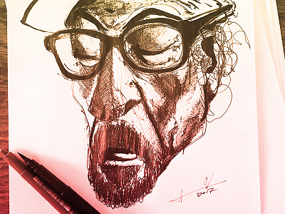 Old man with style drawing illustration old man pen sketch