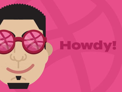 First Sh🏀t! beach debut dribbble flat glasses illustration pink self portrait smile summer sun texas