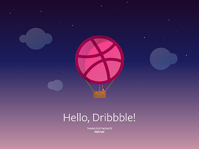 Hello, Dribbble! balloon debut dribbble invitation