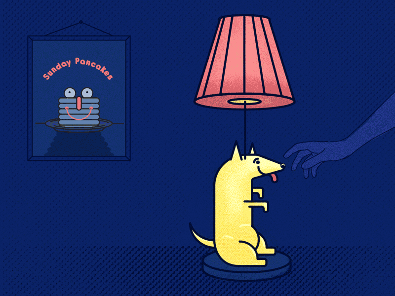 Dog Lamp animation dog gif lamp lights loop night pancakes texture vector