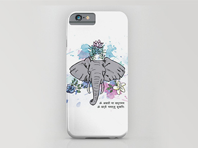 Elephant Sanskrit Phone Case digital art drawing illustration pen ink print design product design