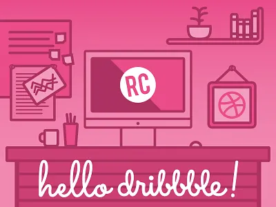 Hello dribbble! debut first shot hello illustration welcome