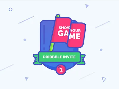 1x Dribbble Invite designer draft dribbble flag follow free game illustration invite like shield strong