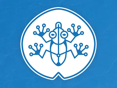 Blue Frog amphibian blue circuit frog geometric illustration lily pad lines logo tech water wireless