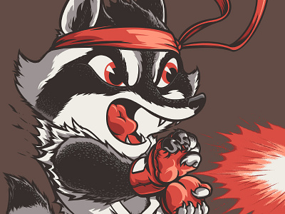 Racoondouken cartoon character comics design illustration raccoon rusc street fighter tshirt video game