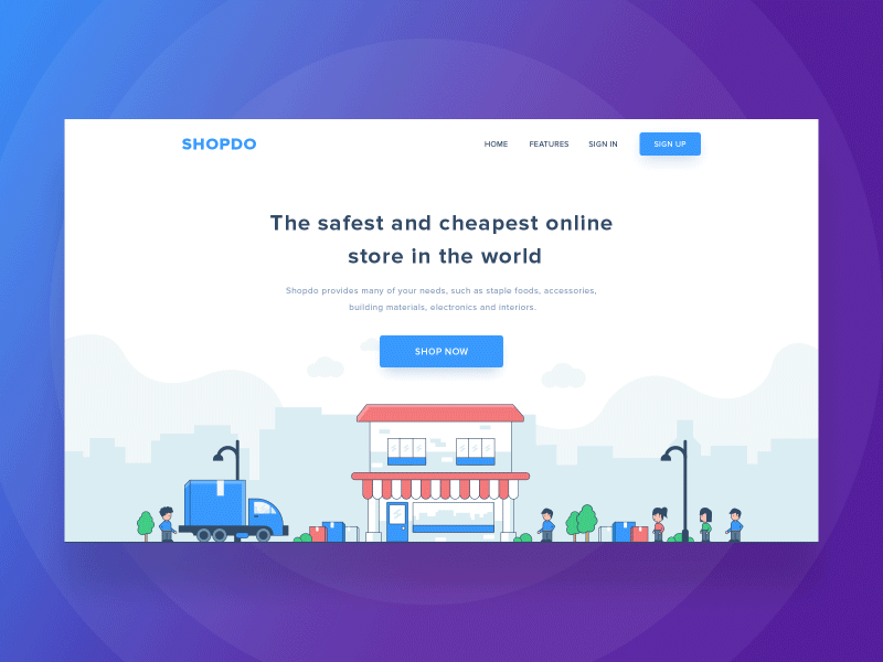 Shopdo animation character clean design ecommerce flat flatdesign graphic illustration shop ui website websitemockup