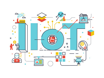 IIoT lettering 4.0 banner design icon iiot illustration industrial internet internet of things web