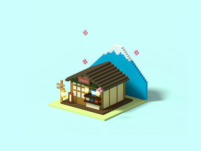 Japan ui，插画，magicavoxel