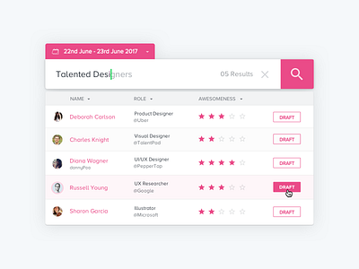 Searching for Awesomeness awesome card draft draft day invite material design popup search ui user ux