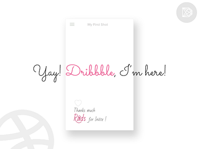 yaay! Dribbble, I'm here :) cheers feelingawesome firstshot minimal