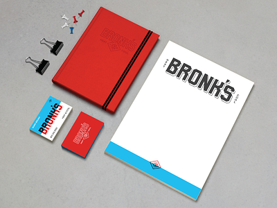 Bronk's Heat & Cool Stationary blue branding bronks business cards cool heat letterhead logo red stationary