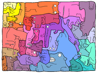 Monsterpuzzle color illustrator monster pattern puzzle