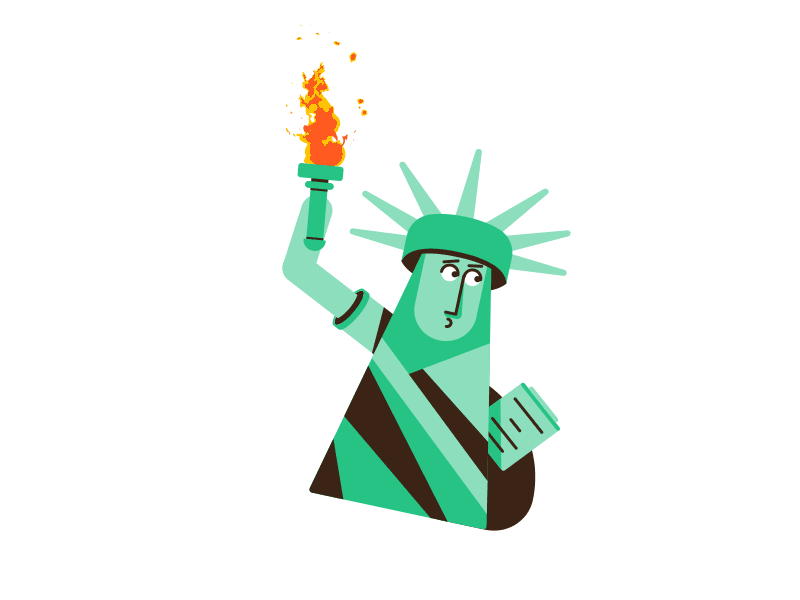 Merging characters animation bike bulldog character design dog fire merge merging motor statue of liberty