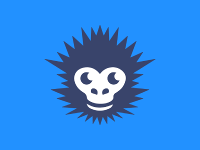 Happy Monkey blue creative flat fluffy fun hair happy head logo monkey