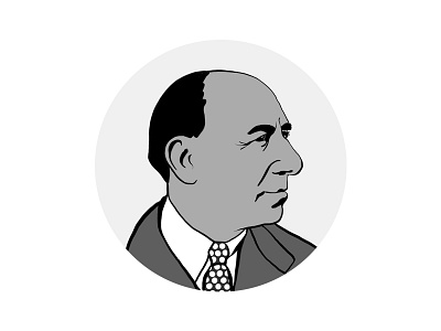 Portrait of Lucian Bernhard black and white illustration lucian bernhard portrait procreate