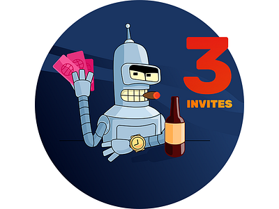 I have 3 Invites dribbble flat free giveaway illustration illustrator invite invites sketch app vector