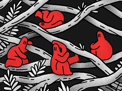 Tree Gang character digital drawing illustration photoshop plants red tree trees vines