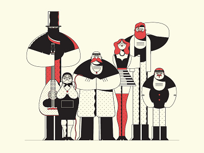 Cretans characters cretan illustration line art motion design music instrument odd bleat vector village village people