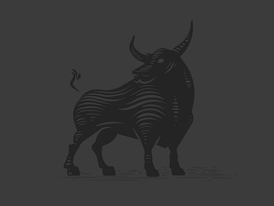 Bull art bull engraving etching icon iconography illustration linocut logo mark relief strong