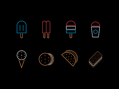 Frozen Treat Line Icons design dessert graphic ice cream ice pop icon design icon set icons line art popsicle treats vector