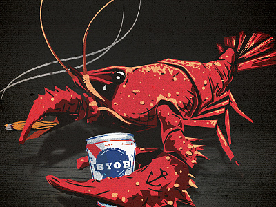 CRAWDF%#@ art. crustacean burner crawfish drawing freehand illustration illustrator pbr