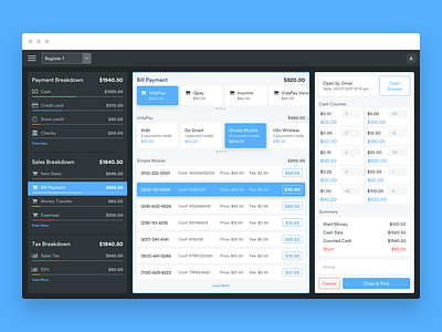 EvosalePOS - End Of the Day (EOD) Screen bill clean dark dashboard light minimal money payment sales store ui ux