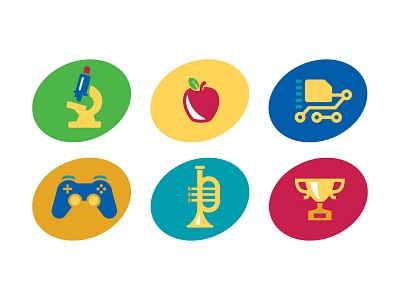 School Icons apple colorful education elementary school icon iconography microscope school trumpet vector