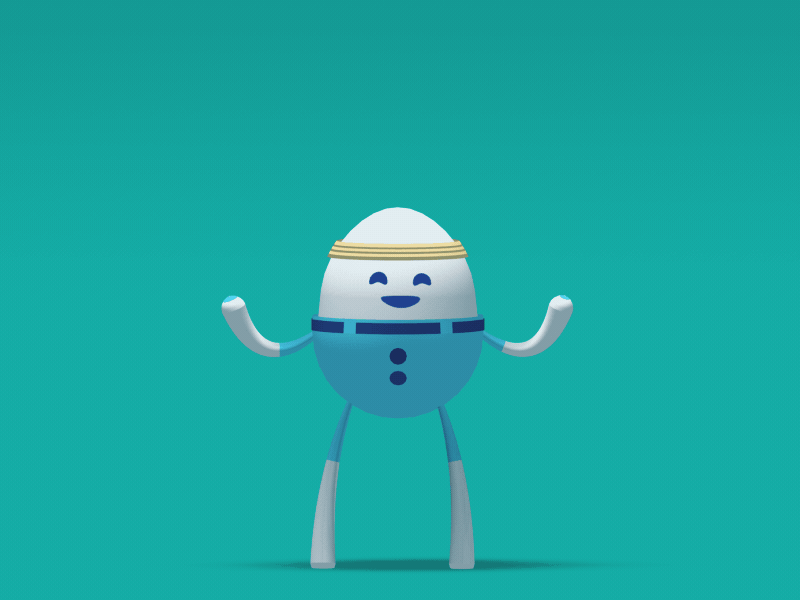 Happy Little Egg Man animated gif animation c4d character character animation cinema 4d egg gif motion graphics