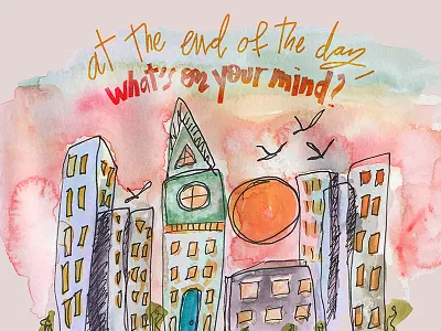 What's on your mind? illustration watercolor