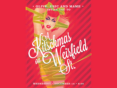 Kitschmas christmas drag drag queen event event flyer graphic design illustration kitsch retro stripes typography vintage