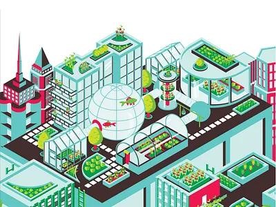 Green City illustration isometric vector