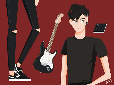 The Guitarist band carton draft emo guitar guitarist illustration practice